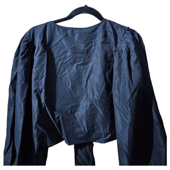 SHEIN VCAY Puff Sleeve Tie Front Crop Top - Size 3X - Picture 4 of 8